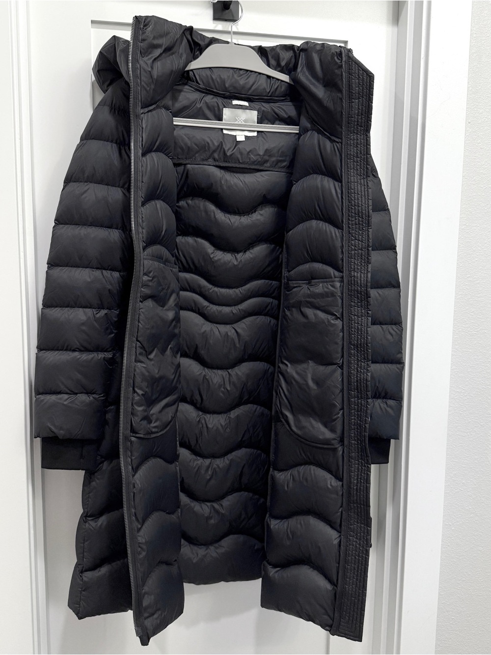 SOIA & KYO Lita Long Hooded Down Puffer Coat Black S - Picture 3 of 10